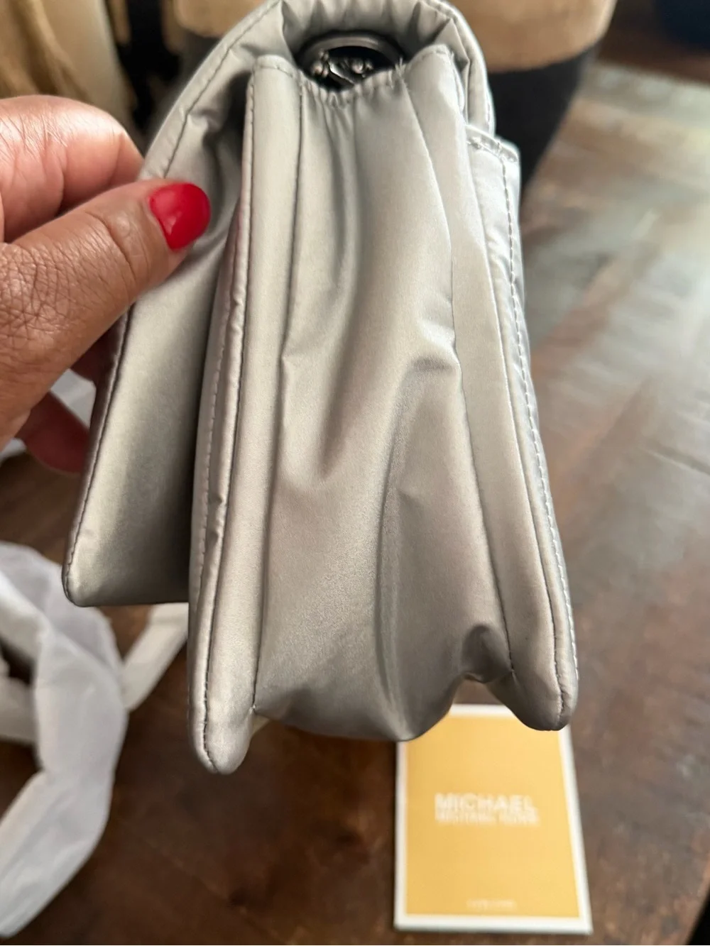 NWT Michael Kors Rory MD Flap Xbody Silver Crossbody Bag